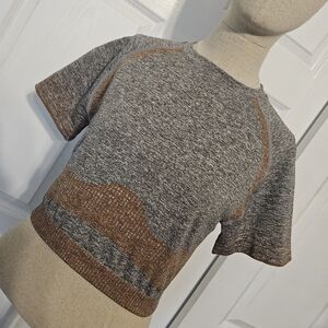 Gray and Brown Atheltic Crop Top